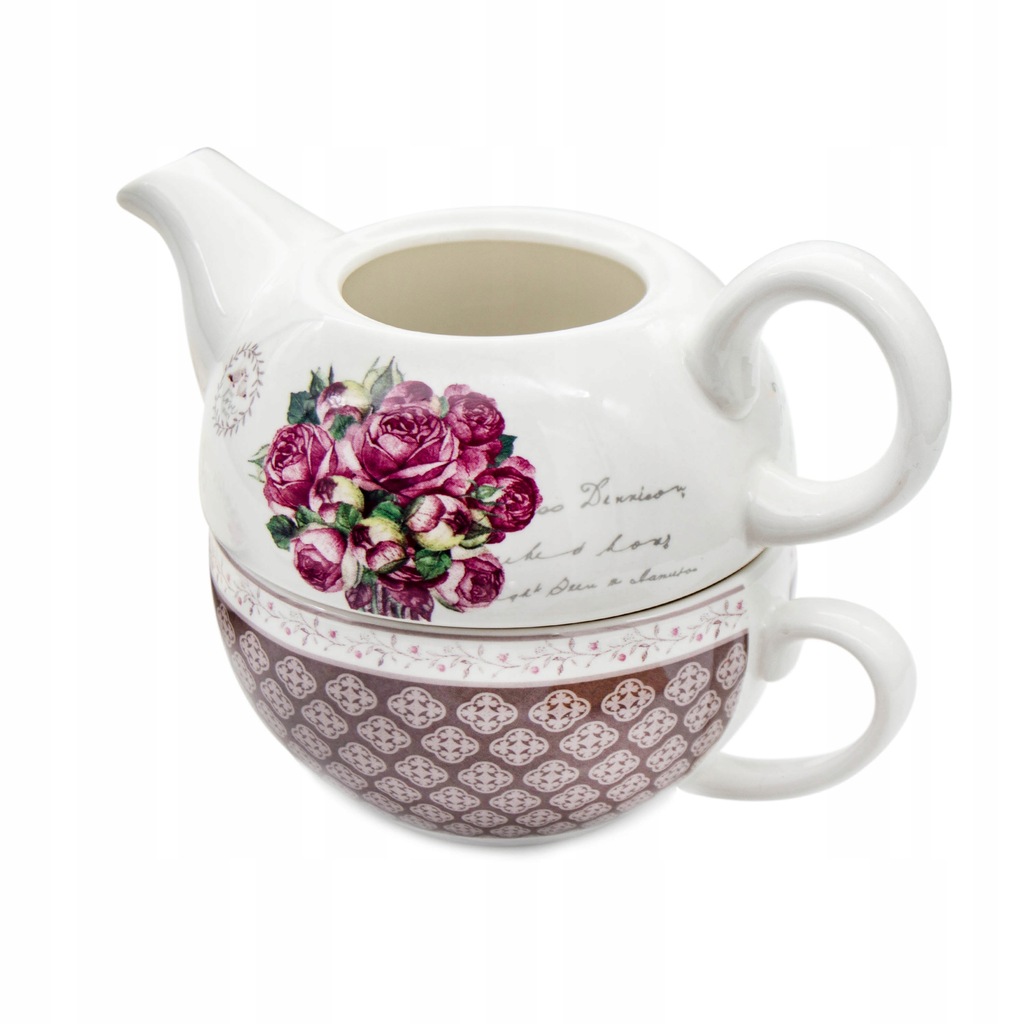 Kvetinový porcelánový čajník s doplnkami pre tradičné stolovanie