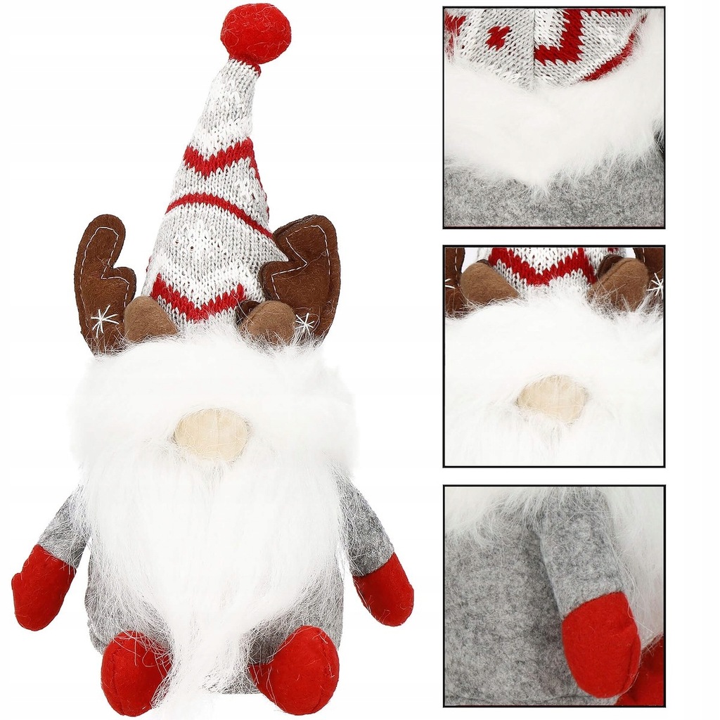 Vianočný škriatok s bielou bradou 27cm 5
