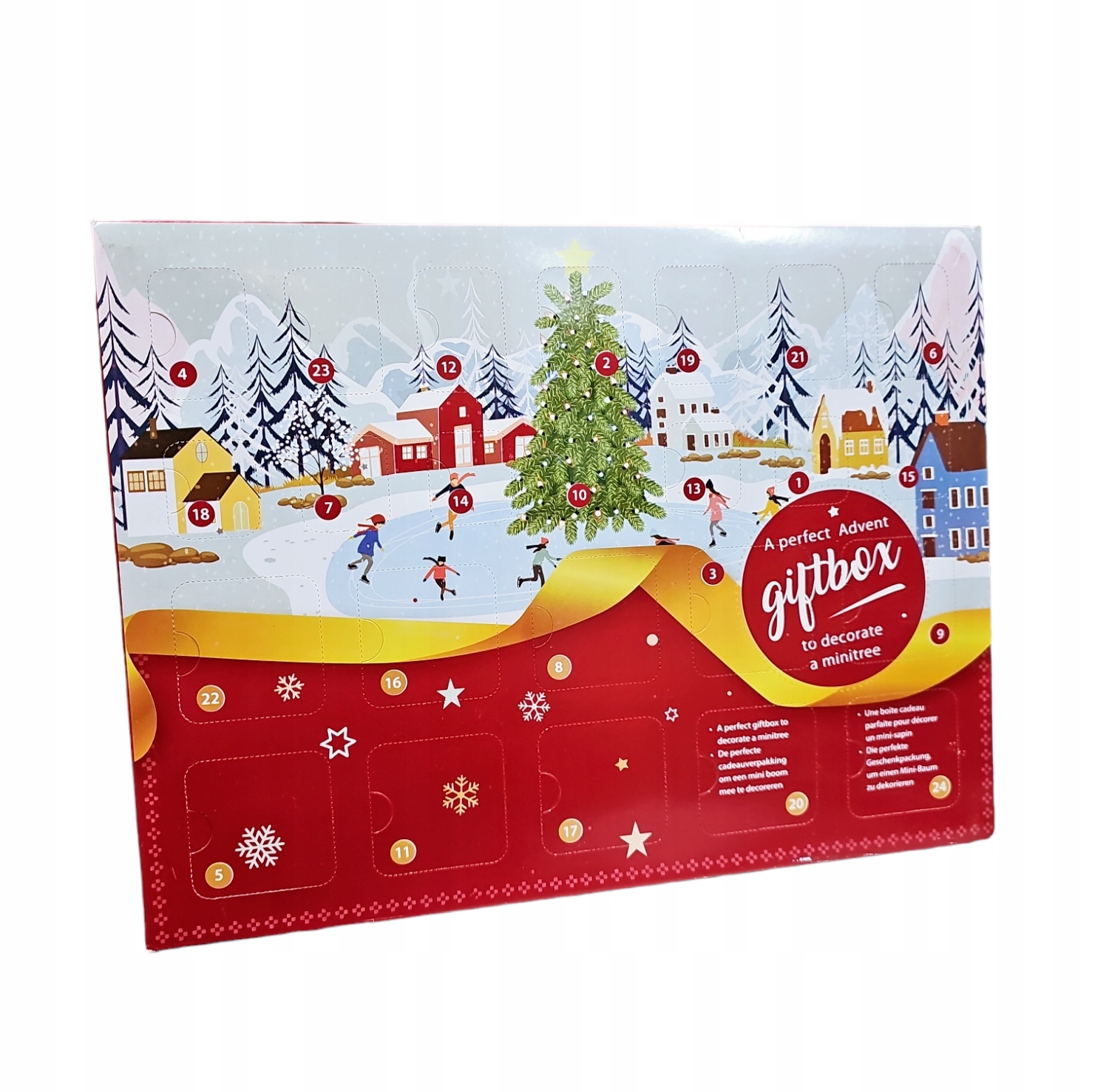 Adventný kalendár s vianočnými ozdobami balenie