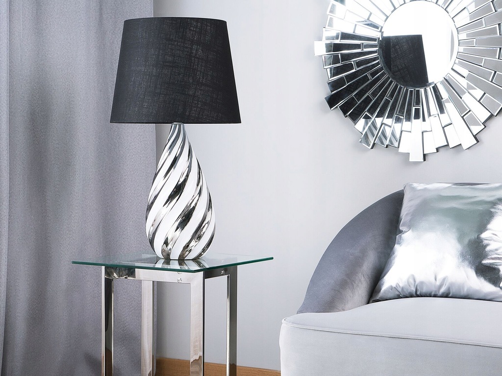 Stolná lampa čiernej a striebornej farby, 65cm 5