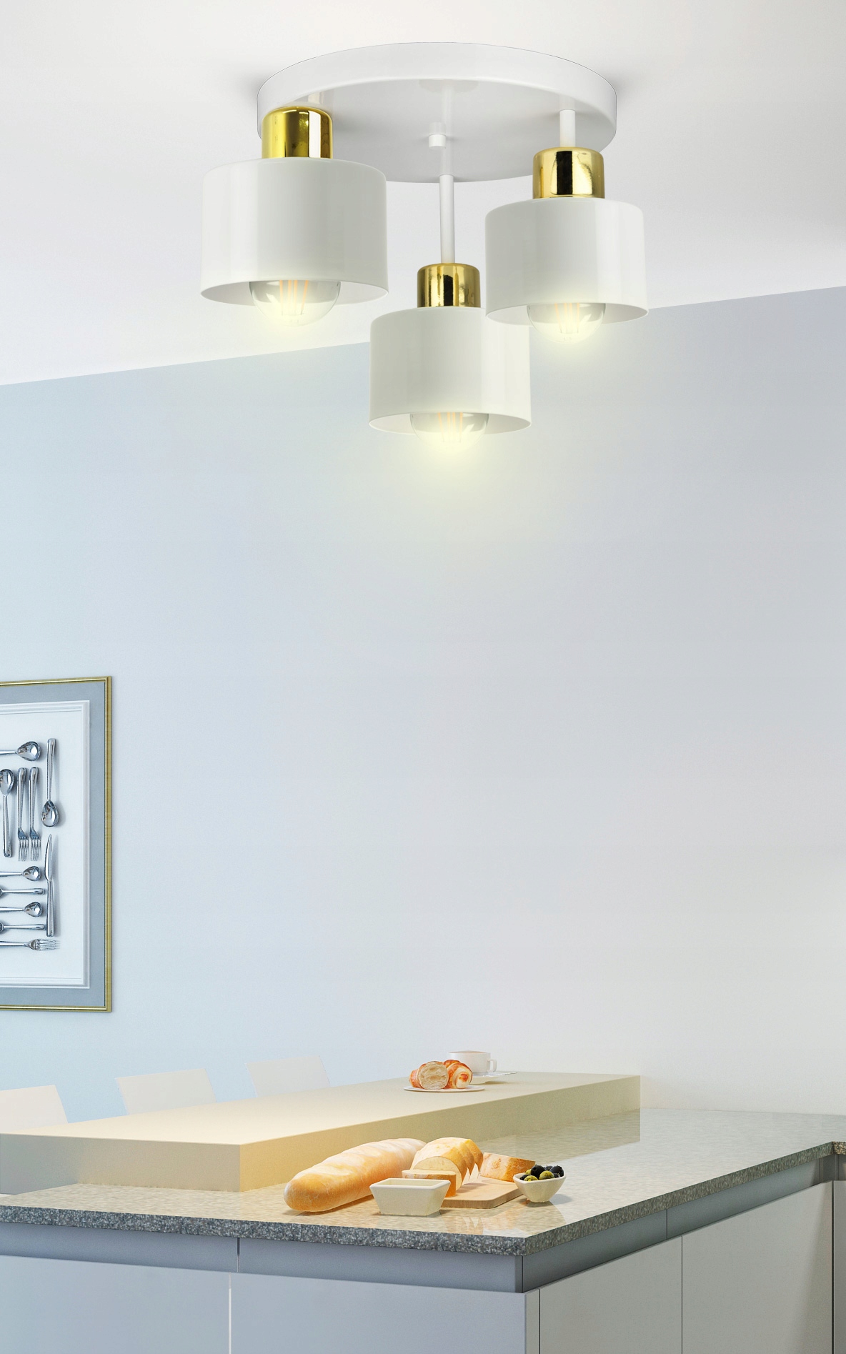 Stropná lampa Luxolar bielo zlatá C