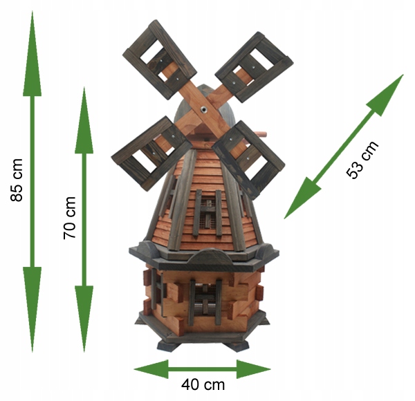 Záhradný veterný mlyn vo farbe antracyt a teak 85cm