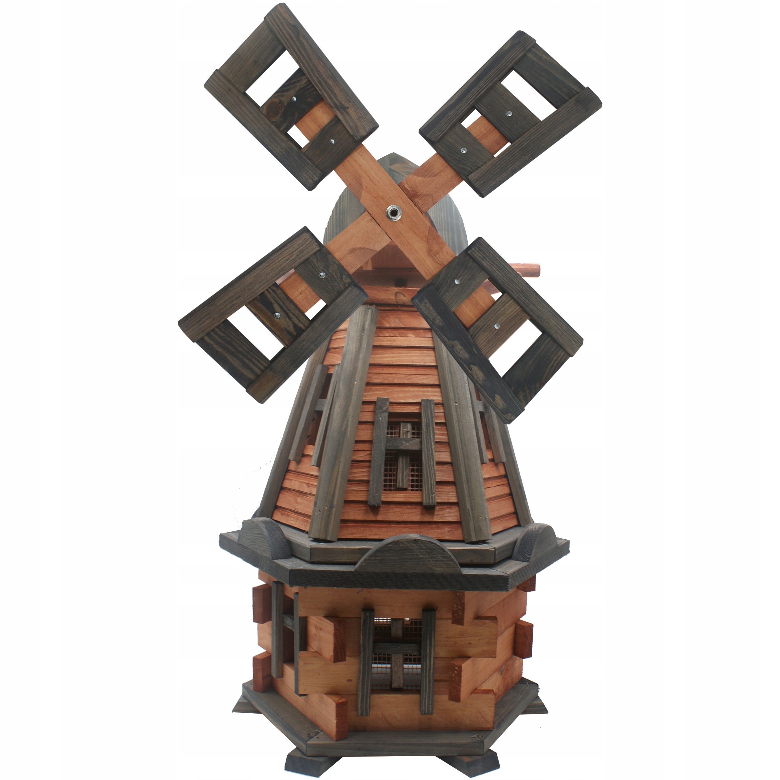 Záhradný veterný mlyn vo farbe antracyt a teak 85cm