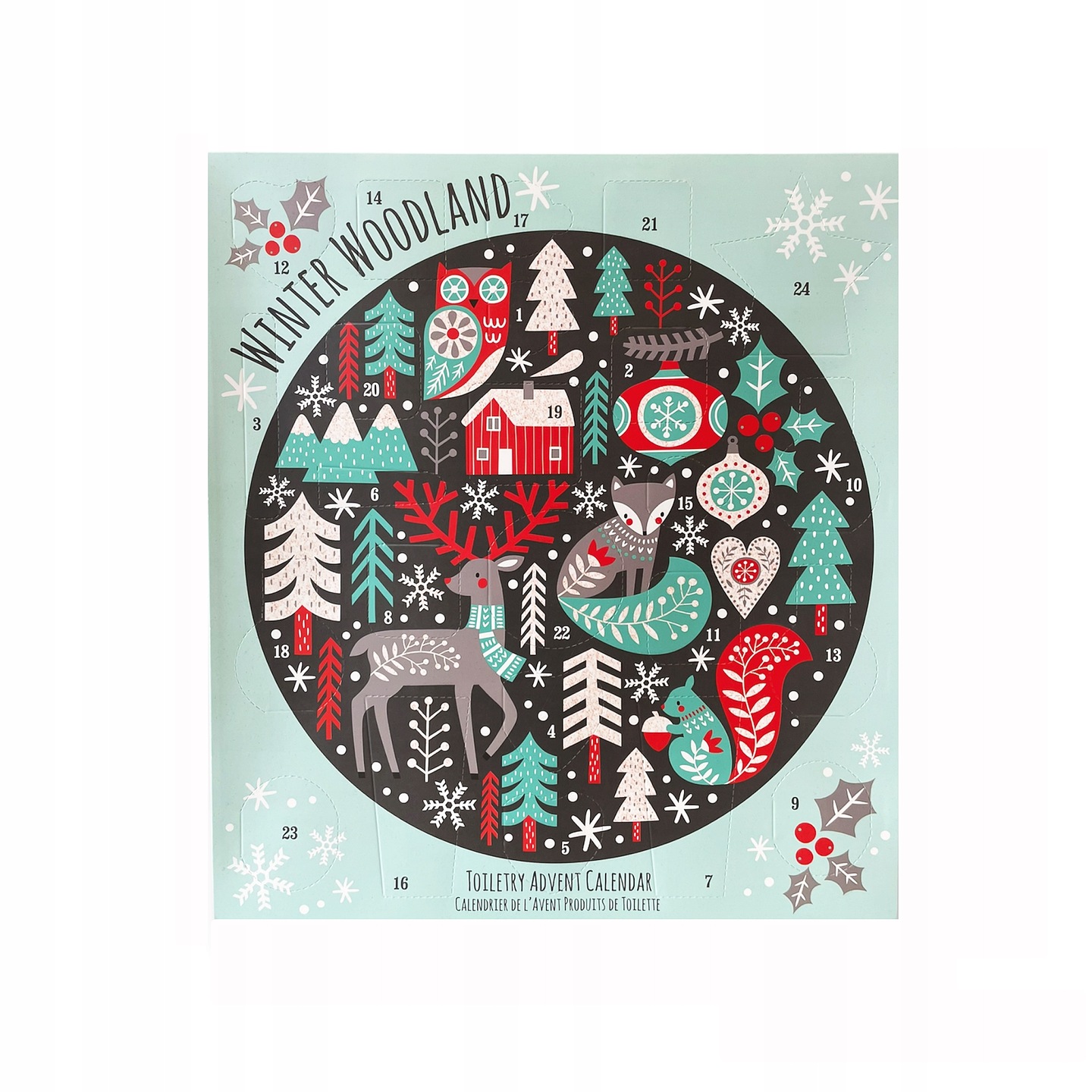 Kozmetický adventný kalendár Winter Wonderland oválne vianočné balenie