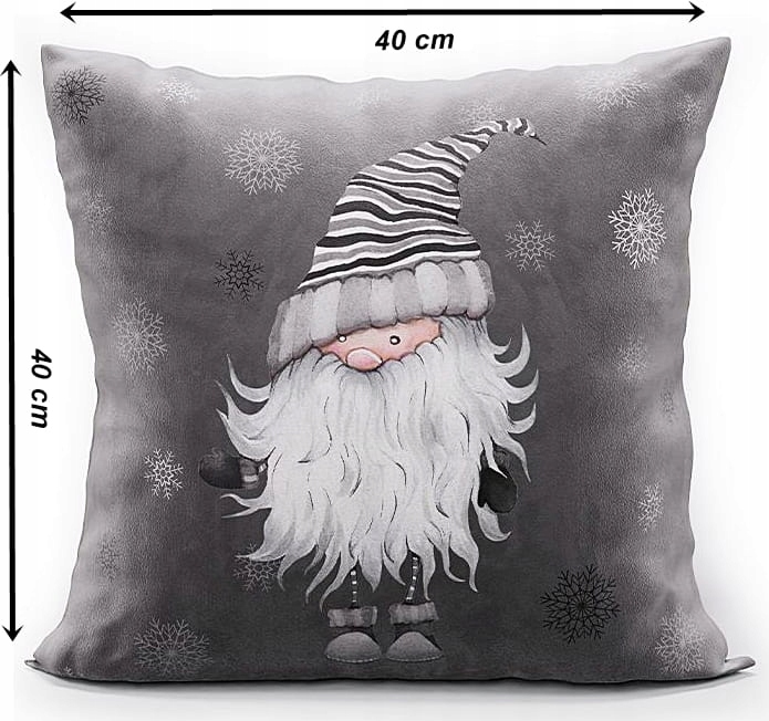 Grafitová vianočná obliečka na vankúš sivá SANTA