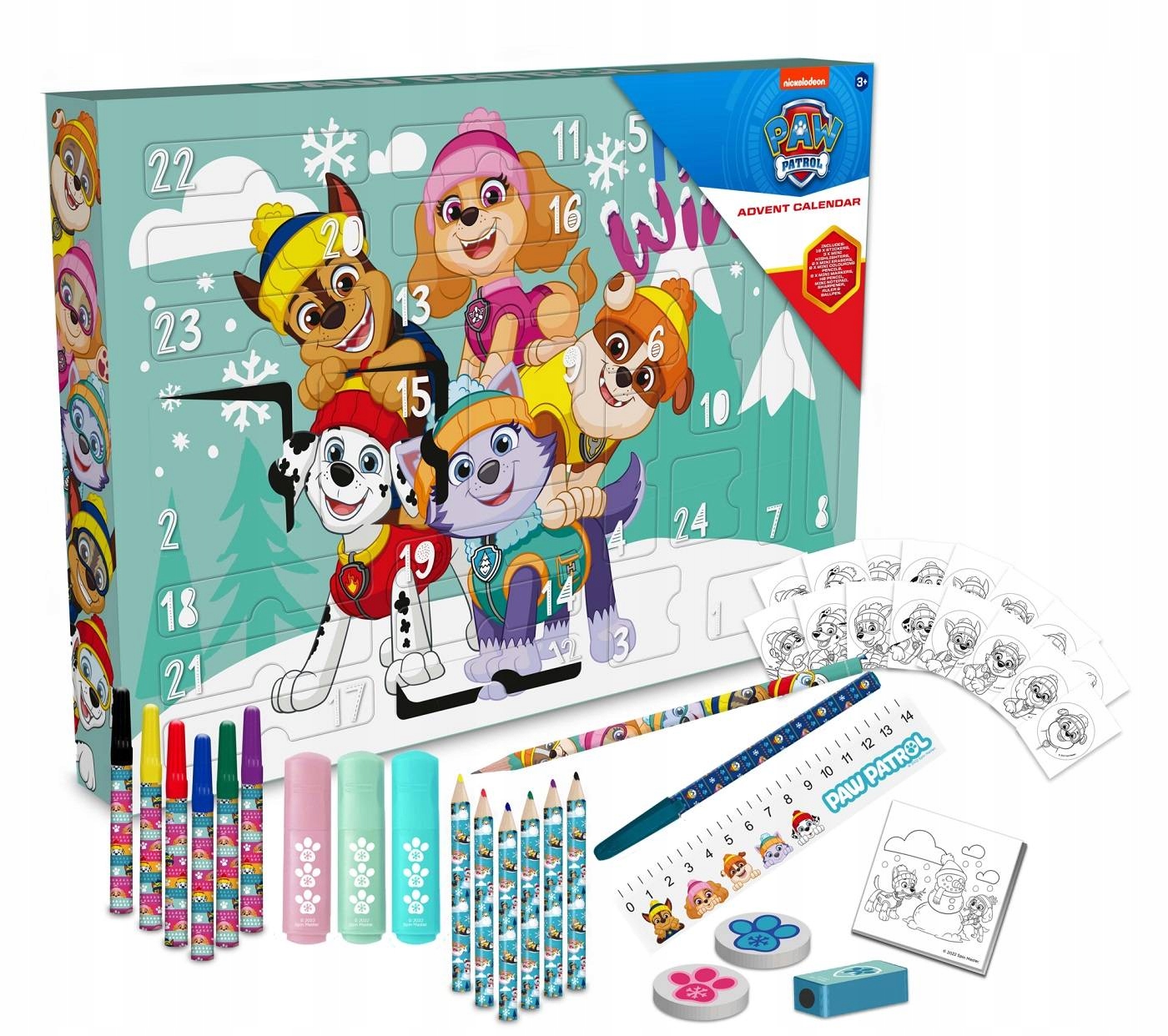 Paw Patrol adventný kalendár s výtvarnými potrebami a doplnkami