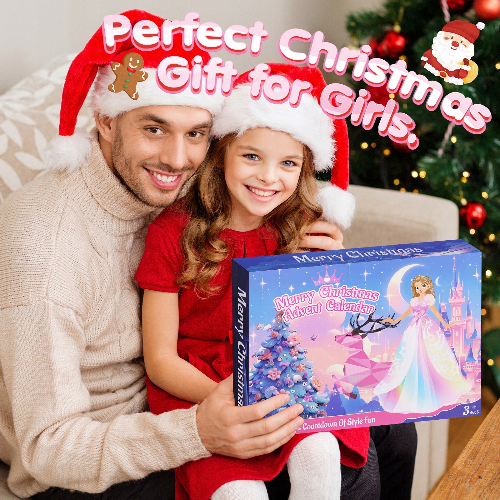 Dievča s adventným kalendárom a bábikou