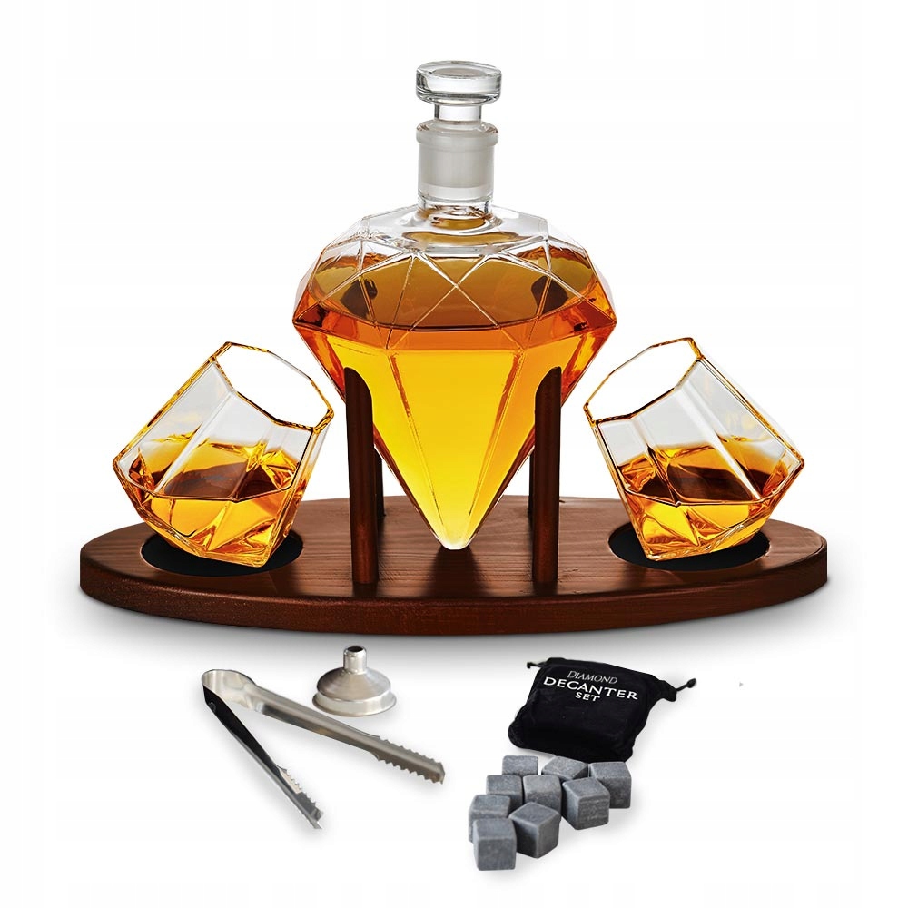 Krištalová karafa na whisky v tvare diamantu